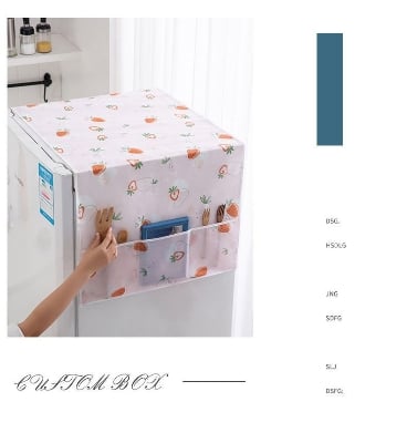 Picture of 1PCS Dust Cover Refrigerator Cover with Pocket Double Sided Storage Hanging Bags Kitchen Fridge Cover 