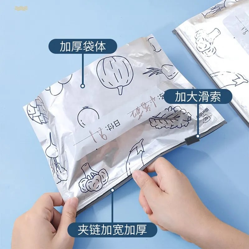 Picture of 10 Aluminum Foil Storage Bags Freezer Sealed Organizers Food Packaging Reusable Pantry Odor-Proof Bag Kitchen Essential (Large 10 pcs)