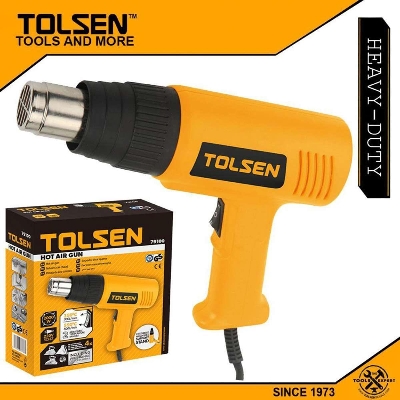 Picture of TOLSEN Hot Air Heat Gun Dryer w/ 4 Free Nozzle (2000W) Adjustable Heat Two Level 79100 -Yellow