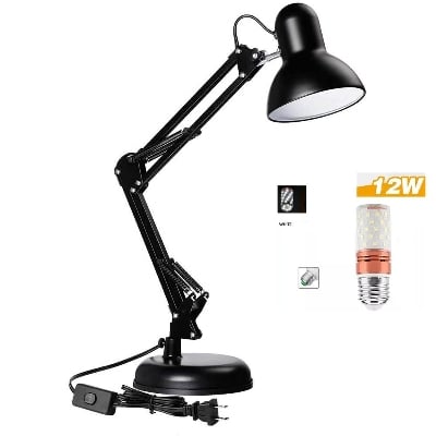 Picture of Rocklight Modern Gloss Desk Lamp For Study With 12W Energy Saving Corn White Light -Black