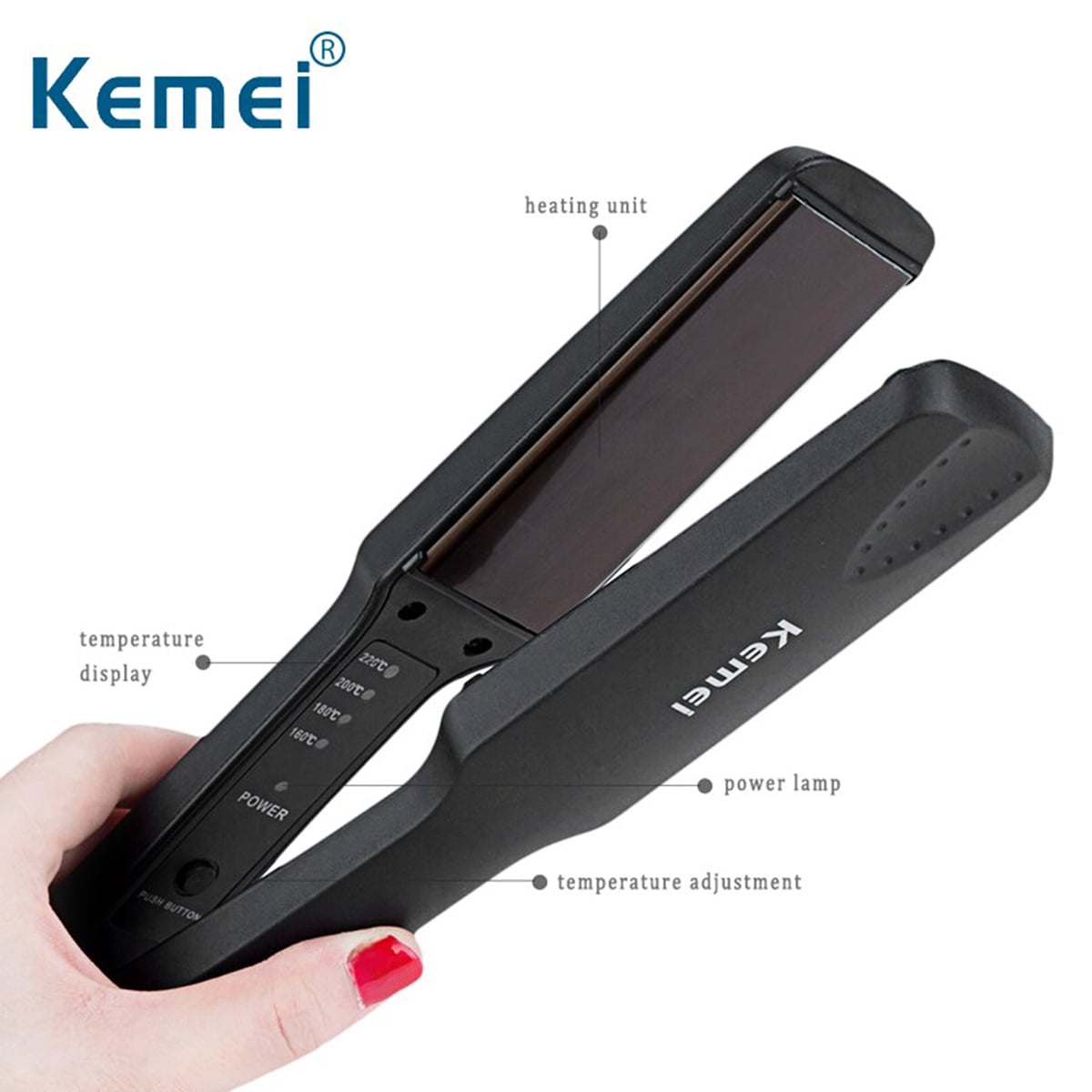 Picture of Kemei KM-329 Professional Electric Hair Straightener Ceramic Anti-Static - Hair Straightener -Black