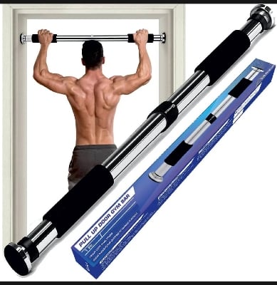 Picture of Fitness Door Pull Up and Chin Up Bar Doorway Pull Up Bar with Soft Grip Handles Multi-Functional Upper Body Workout for Strength Training Home and Gym Workout Door Width 60 to 100cm gym equipment -Silver