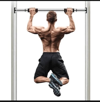 Picture of Fitness Door Pull Up and Chin Up Bar Doorway Pull Up Bar with Soft Grip Handles Multi-Functional Upper Body Workout for Strength Training Home and Gym Workout Door Width 60 to 100cm gym equipment -Silver