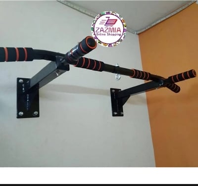 Picture of Special Wall Mounted Pull Up Chin Up Bar - Black, 6 Grip Jointless & Heavy - Build Upper Body Strength With Special Wall Mounted Pull Up Chin Up Bar -Black