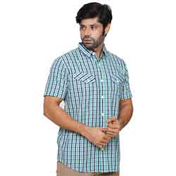Picture of BLUE HALF-SLEEVE SHIRTS FOR MEN 8SE1M10