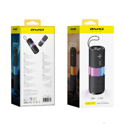 Picture of Awei Y669 Lite IPX6 Waterproof Bluetooth Speaker with 30W RGB Lights-Black (700g)