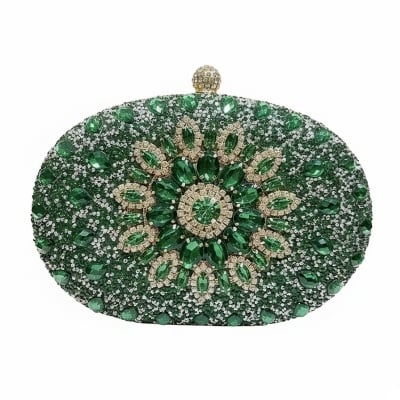 Picture of Luxury Crystal Clutch-Green