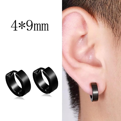 Picture of Stainless steel mens earrings - Black Black 
