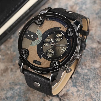 Picture of Big Dial Stainless Steel Belt Watch For Men Black 