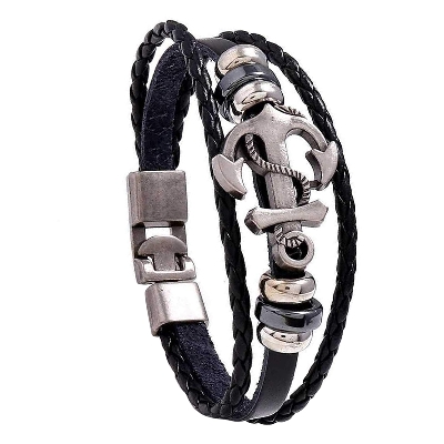 Picture of Stainless Steel  Breslet for Men Black Black Adjustable