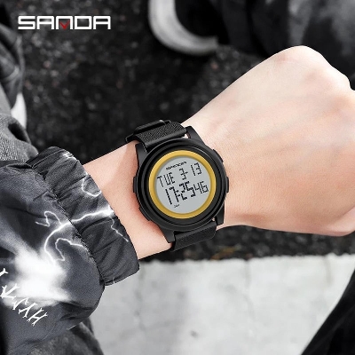 Picture of Sanda 337 Fashion Watch Men Brand Luxury Electronic LED Digital Wrist Watches Yellow 
