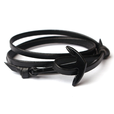 Picture of New Fishhook Anchor Charm Bracelets Black Anchor Bracelet Black Adjustable