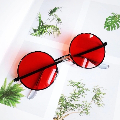 Picture of Style Small Round Shape Red Sunglasses For Men Red 