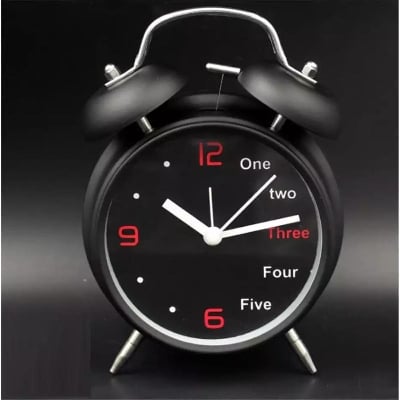 Picture of Small Metal Alarm Bed/Table Clock Black 