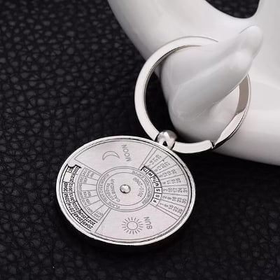 Picture of 50 Year Calendar Key Ring holder Keychain Ring Silver 