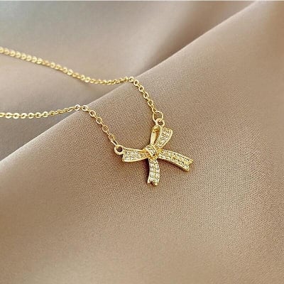 Picture of Bow Necklace Chain Locket for Girls/Women Gold Adjustable