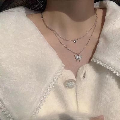 Picture of Butterfly Korean style new necklace for girl/women Silver Adjustable