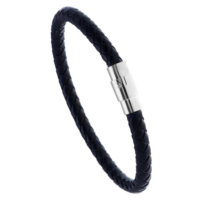 Picture of Leather Bracelet Men Stainless Steel Magnetic Clasp Handmade Men Bracelets Bangles Braided Leather Bracelet Brown Adjustable