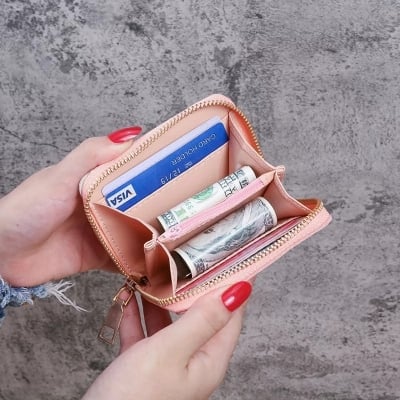 Picture of Wallet for Women Cute Leather Coin Purse for Girls Small Tassel Card Holder Pink 