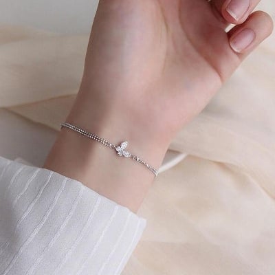 Picture of Sweet Shining Zircon Butterfly Bracelet For Women Silver 