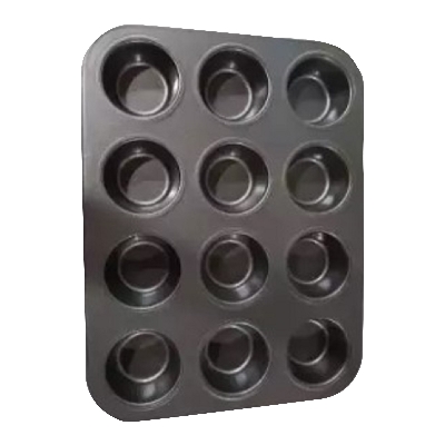 Picture of 12 Round Non Stick Muffin and Large Cupcake Mold - Black Black 