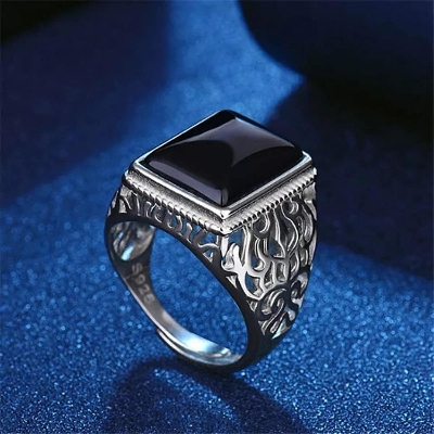 Picture of New Sterling Natural Men'S Ring Black Adjustable