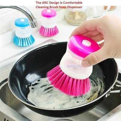 Picture of Dishwasher Soap Dispensing Palm Brush With Storage Stand  
