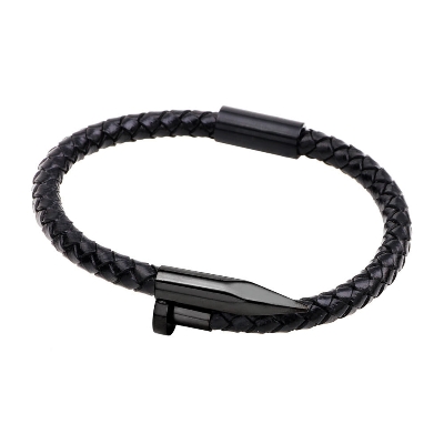Picture of Lavish indulgent - Stainless Steel Charm Cuff Wristband Bangle with Magnetic Clasp/Leather Bracelet for Men - Sensible - Must Have  Adjustable