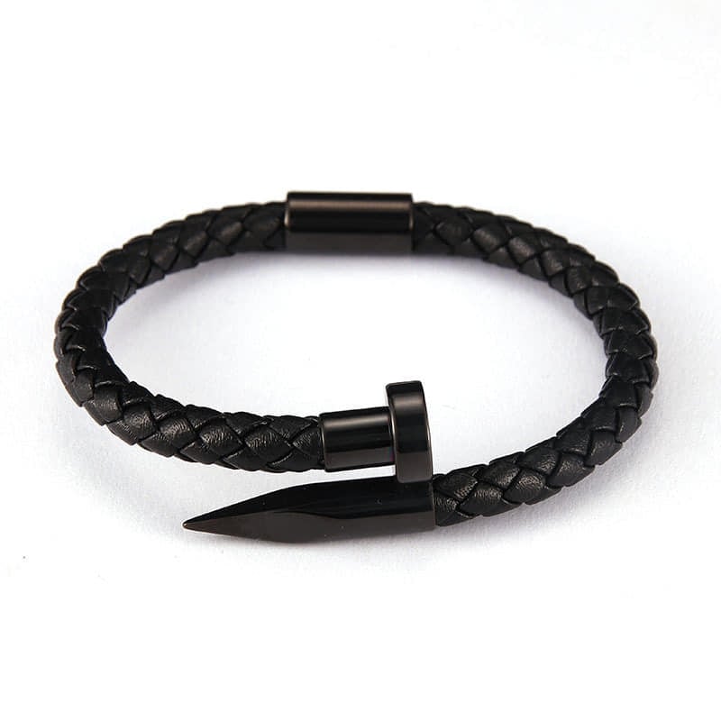 Picture of Lavish indulgent - Stainless Steel Charm Cuff Wristband Bangle with Magnetic Clasp/Leather Bracelet for Men - Sensible - Must Have  Adjustable