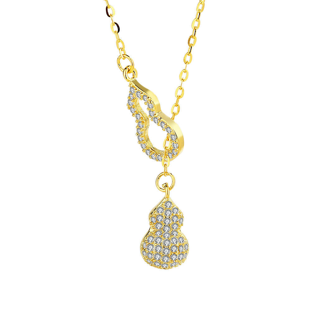 Picture of Ensemble Yourself - Highly Durable - Sterling silver cubic zirconia pendant necklace - Sustainable Choice - Understated Sophistication Gold 