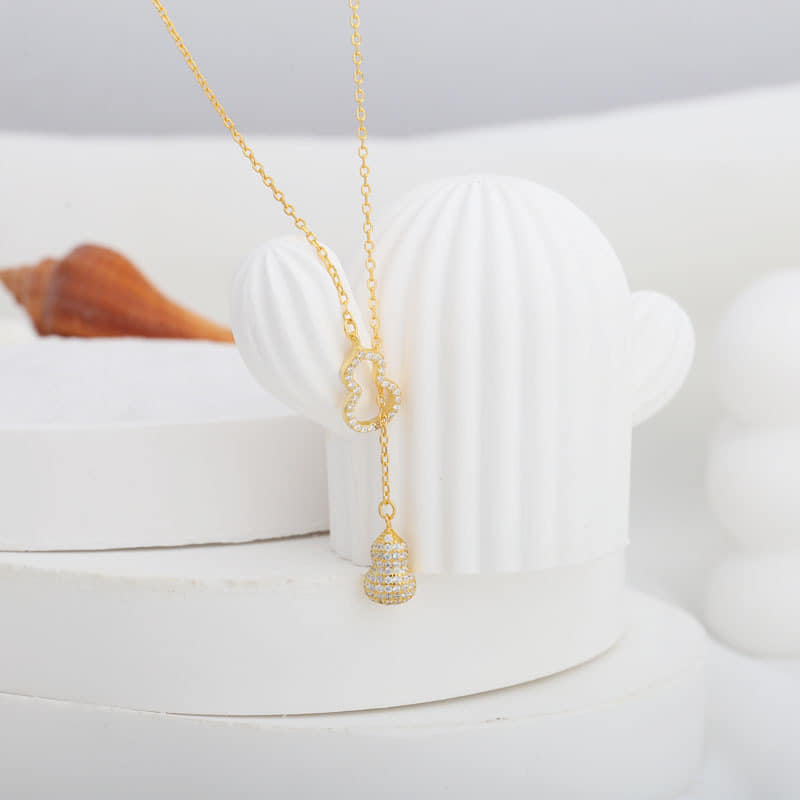 Picture of Ensemble Yourself - Highly Durable - Sterling silver cubic zirconia pendant necklace - Sustainable Choice - Understated Sophistication Gold 