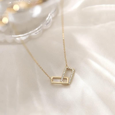 Picture of Athleisure - Avant Grade - Superb Quality - New Fashion Heart to Heart Charm Choker Necklaces for Women - Trend and Needful Silver 