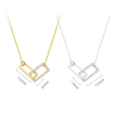 Picture of Athleisure - Avant Grade - Superb Quality - New Fashion Heart to Heart Charm Choker Necklaces for Women - Trend and Needful Silver 