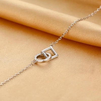 Picture of Luxury Zircon Crystal Pendant Necklaces For Women Korean Fashion Sweet Sexy 316L Stainless Steel Neck Chain Jewelry Silver 