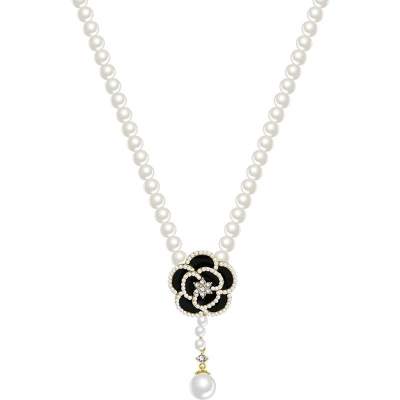 Picture of Stylish - Modern Vibe - Upscale Need - Cute Black Rose Flower Small Pendant Necklace For Women - Sensible - Must Have - Designed - Urban Vibes White 