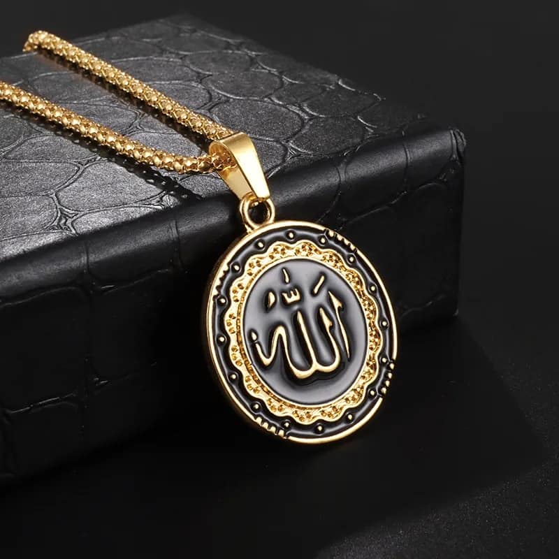 Picture of Stylish - Modern Vibe - Highly Durable - Golden Pendant Allah hu Pendant Necklace For Man & Women - Sustainable Choice - Designed - Urban Vibes 60 CM 