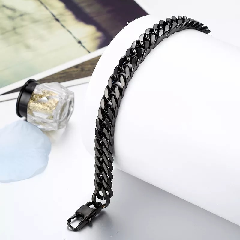 Picture of Athleisure - Avant Grade - Custom Experience - Black Stainless Steel Bracelet for Men - Couture - High-end - Well Inspired & Crafted Black Adjustable