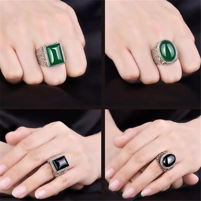 Picture of Stylish - Modern Vibe - Premium Quality - Orginial Sterling natural Men's Ring - Modern - Choice Expression - Understated Sophistication Black Adjustable