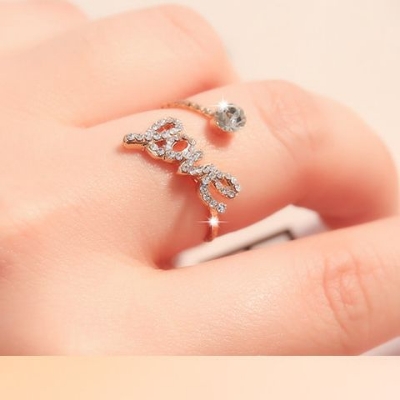 Picture of Flower Ring for Woman Big Love Jewelry Fashionable Accessory Rose Gold Adjustable