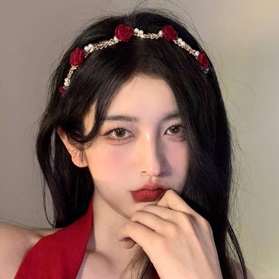 Picture of Simple and Elegant Rose Metal Headband for Women - 1 Pices Red Int: One size