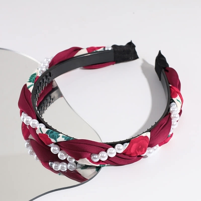 Picture of Indispensable -Quality And Durablity -Cute Red Pearl Headband Hair Bands For Women- Innovative Remarkable - Disclose Styles & Luxe Red Int: One size