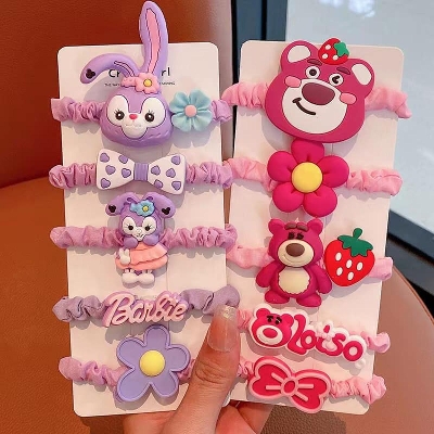 Picture of Stylish Addition - Cute Cartoon Big Rabbit Elastic Hair Band Child Lovely Bow Flowers Hair Band For Kids - Sustainable Choice Pink Int: One size