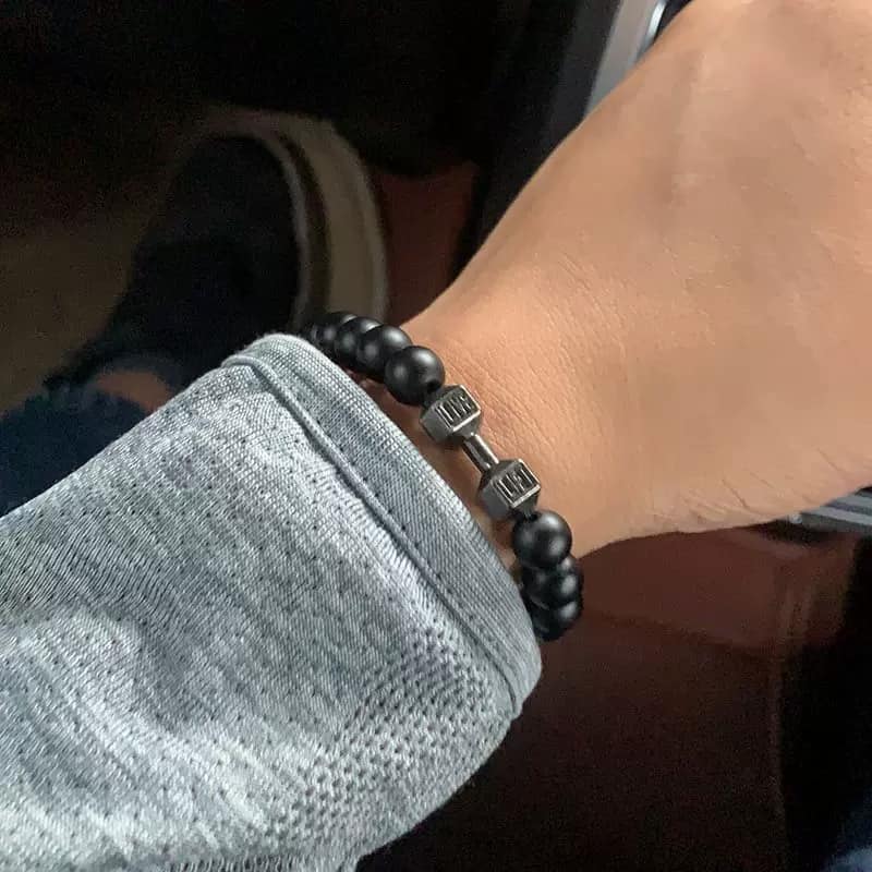 Picture of Stylish - Modern Vibe - Superb Quality - New Tide Male Fitness Dumbbell Sports Bracelet for Men - Trend and Needful - Well Inspired & Crafted Black Adjustable