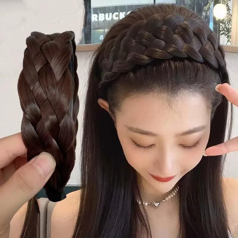 Picture of Women Braid Wig Headband Non-Slip Hair Hoop Headdress Fashion Female Hairstyle Hairband For Girls Hair accessories -মহিলাদের জন্য বিনুনি হেডব্যান্ড হেয়ারব্যান্ড  Int: One size
