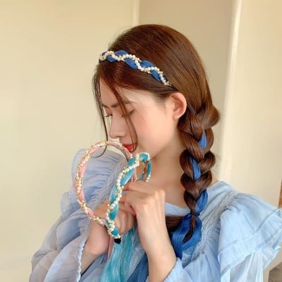 Picture of Cute French   Hair Tie Headband Hair Bands For Women Sky Blue Int: One size