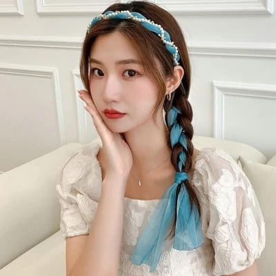 Picture of Cute French   Hair Tie Headband Hair Bands For Women Sky Blue Int: One size