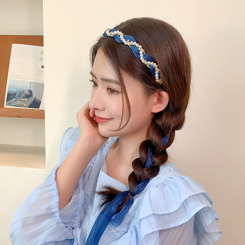 Picture of Hair Tie Headband Hair Band Head Band Accessories for Women Blue Int: One size