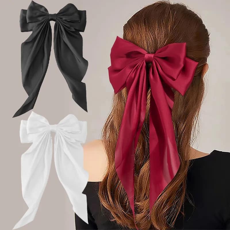 Picture of Korean White Fashion Plaid Butterfly Bow Hairpin Girl Hair Accessories for Women White Int: One size