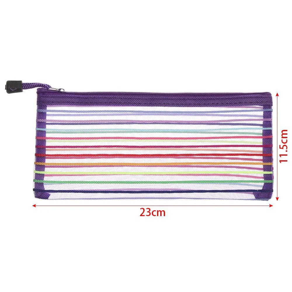 Picture of 2 pcs Pencil and Pen Net Bag Multiclour Multicolor 
