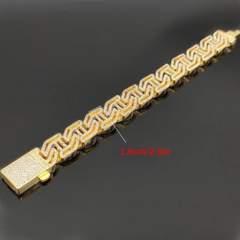 Picture of New Men Steel Hand Chain Handmade Bracelet Bangle Club Jewelry Gift Gold 21 CM